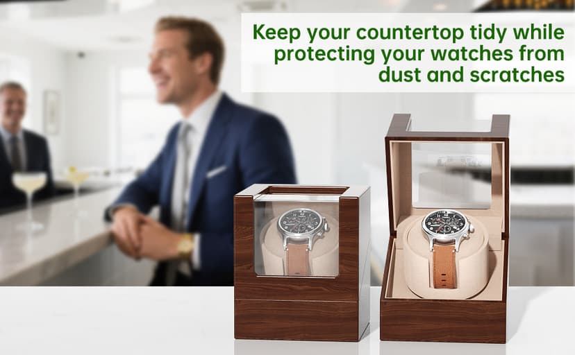 Racokky Racokky Automatic Single Watch Winder Box for Rolex and Other Watches, Ultra Quiet Japanese Motor, Self Winding Rotating Wooden Watch Case, Battery or Type-C Powered, Premium Watch Box for Men and Women