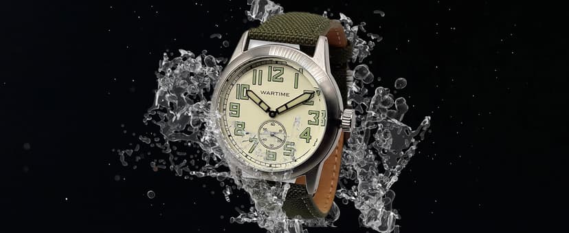 WTI WORLD TIME INTERNATIONAL WARTIME | WW2 Military Watch – Vintage USAAF Watch, Swiss-Quartz Movement with Canvas strap and leather lining, 10 ATM Water Resistant. The Perfect WW2 Memorabilia. Mens Watches for Ever