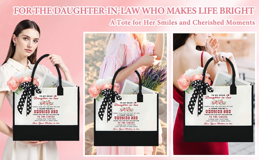 Saineron Daughter in Law Gifts from Mother in Law Future Daughter-in-Law Birthday Gifts Thoughtful Wedding Day, Anniversary, Happy Birthday Gift Includes Canvas Tote Bag, 16oz Glass Cup B0FSSGJ5CL