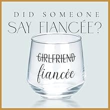 Engagement Gifts for Couples - Unique Fiance Gift for Him or Her! Whiskey Wine Glasses with Diamond Wine Stopper