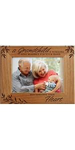 CEDAR CRATE MARKET Grandparent Gifts, Grandparent Picture Frame - Laser Engraved Natural Alder Wood Horizontal Photo Frame, Easel Back, Wall Mount Fits 5x7 Horizontal Portrait Sentimental Gift