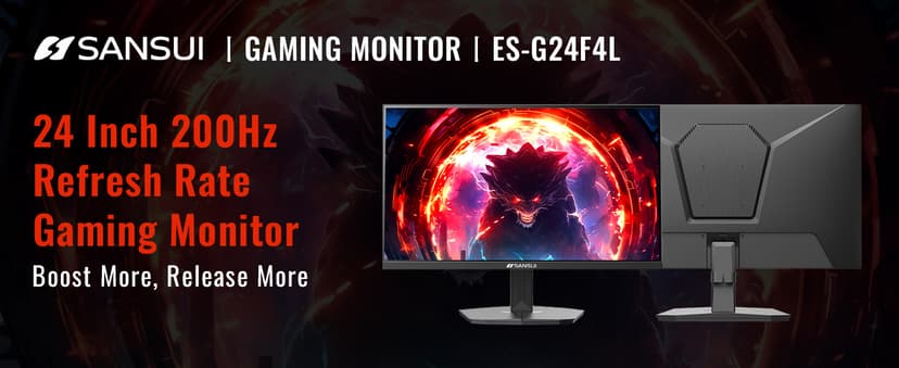 SANSUI 24 Inch Gaming Monitor 200Hz 1Ms FreeSync HDR 110% sRGB FHD 1080P Computer Monitor HDMI DP Ports Eye Care Frameless VESA Mount Cable Management (ES-G24F4L HDMI Cable Included)