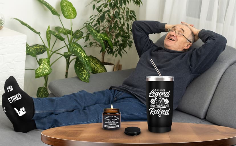 SIXVALA 10 Pcs Retirement Gifts for Men 2025, This Legend Has Retired, Happy Retirement Gifts for Dad, Grandpa, Coworker, Teachers, Boss, Friends, Retirees, 20 Oz Tumbler Best Retirement Gifts Basket