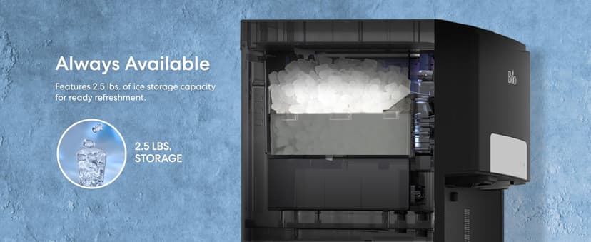 Brio ICE 420 Water Cooler Dispenser for 5 Gallon Bottle with Ice Maker, Bottom Load | UV Self Cleaning Technology, Night Light, Child Safety Lock & 2X Fast Dispense | NSF Certified - Black & Stainless
