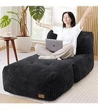 Bean Bag Chair, Cozy Fluffy Beanbag Chairs with Filler for Teens and Kids, Floor Lazy Sofa for Living Room Gaming & Reading (M-Charcoal)