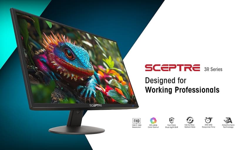 New! Sceptre 24-inch Prime Monitor 100Hz 100% sRGB HDMI x2 VGA Build-in Speakers Machine Black 2026 (E248W-19203R Series)