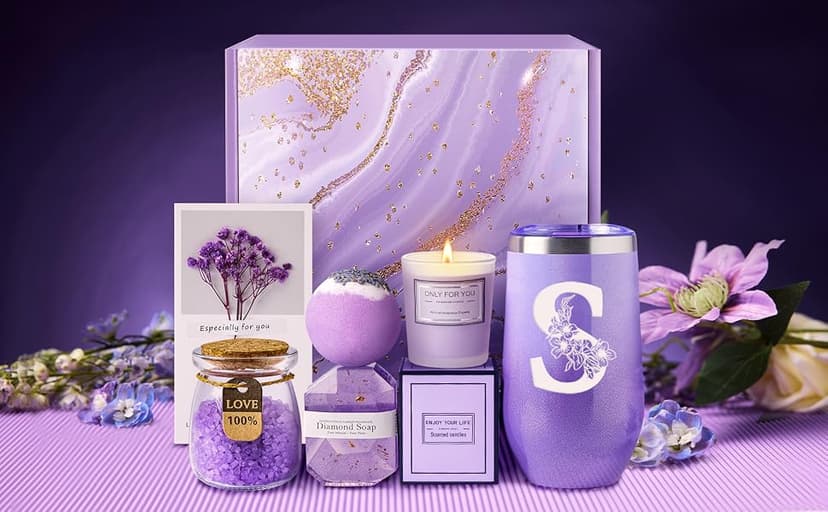 Personalized Birthday Gifts for Women Mom Wife Sister Daughter Friends Her, Monogrammed Mothers Day Anniversary Thank You Christmas Get Well Soon Spa Gift Baskets, Customized Self Care Gift for Women B0CRNJST91