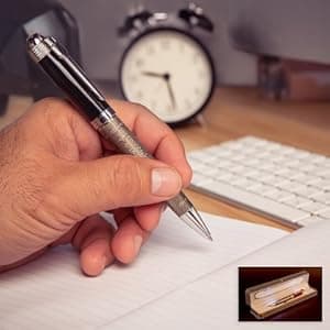 Fancy Pen for Men with Gift Box - Valuable Luxury Pen for Business and Office, Executive Gift for Family & Friends - Special Engraving & Led Decorative Box (BLACK SILVER)