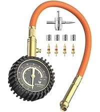 ETENWOLF Pencil Tire Pressure Gauge 2 Pack (10-50PSI, 20-120PSI) with 16 Tire Caps Calibrated to ANSI B40.1 Grade B(2%), Stainless Steel Body, Car Accessories for Cars, Pickups, RVs, Bicycles
