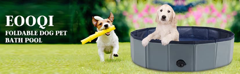 Foldable Dog Pool, Portable Pet Bath Tub and Kiddie Swimming Pool, Collapsible Bathtub for Puppies, Small, Medium and Large Dogs, Cats and Kids, 32 x 8 in, Gray