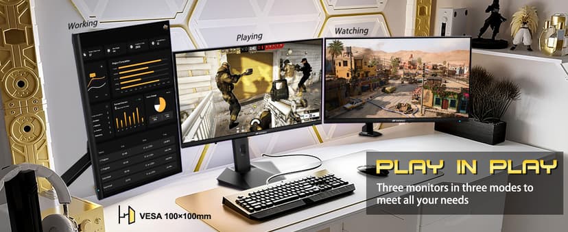 SANSUI 24.5 Inch Gaming Monitor QHD 1440P 300Hz 240Hz, 1ms Fast IPS Computer Monitor, 2× HDMI 2.1 Up to 300Hz, 2× DP 1.4 Up to 300Hz, 130% sRGB Eye Care VESA Support (DP Cable Included ES-G25F6Q Pro)