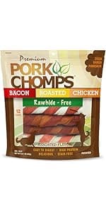Pork Chomps Dog Chews, 5-inch Munchy Sticks, Assorted Flavors, 50 Count (Pack of 1)