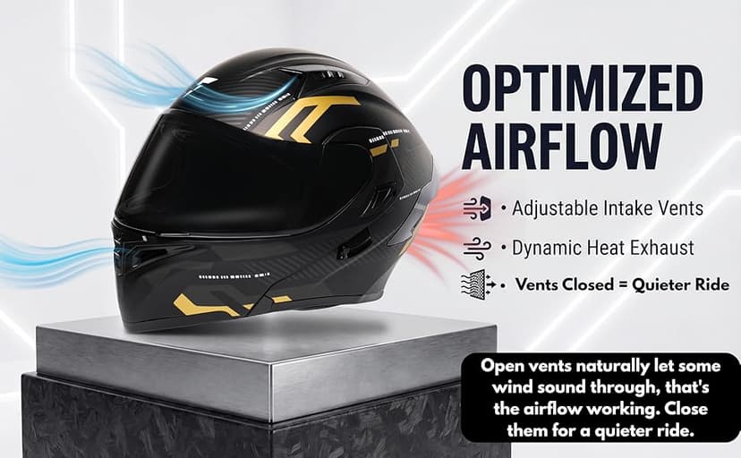 Modular Flip-Up Motorcycle Helmet | DOT Approved Full Face Dual Visor Street Bike Helmet with Tinted Visor & Ski Mask for Men & Women | Matte Black