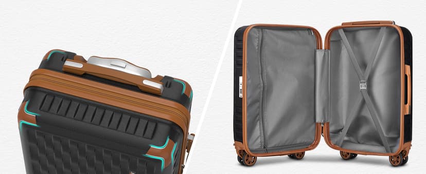 Melalenia Luggage Sets 7 Piece Suitcase Set, Hard Shell Carry on Luggage Travel Suitcases with Spinner Wheels and TSA Lock, Lightweight Luggage Set for Women, Black Brown