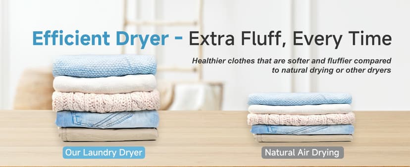 Feelfunn 110V Portable Dryer – 850W Compact Clothes Dryer with 4 Automatic Drying Modes, Stainless Steel Tub, Simple Control Knob for Apartments, Dorms & Small Spaces