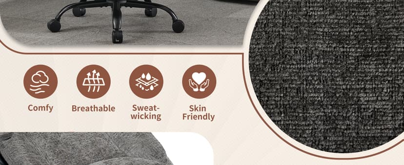Cloth Office Chair Mid Back Ergonomic Computer Chair Comfortable Fabric Padded Home Office Desk Chairs with Flip-up Arm Rest Adjustable Height Swivel Wheels for Short People Use | Grey