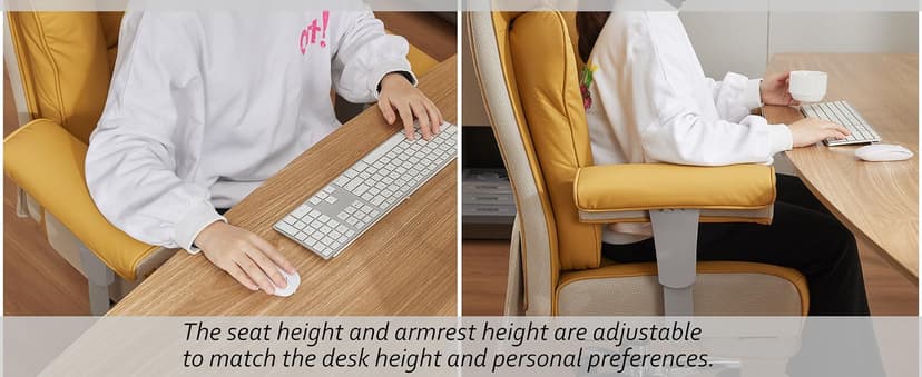 Efomao Big and Tall Green Office Chair 450LBS – Ergonomic High-Back Executive Chair with Footrest, Adjustable Padded Armrests, PU Leather Computer Chair with Lumbar Support for Home or Office, Yellow