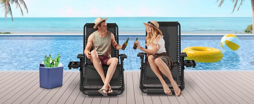 Suteck Oversized Zero Gravity Chair,29In XL Lounge Chair w/Removable Cushion&Headrest, Reclining Camping Chair w/Upgraded Lock and Footrest, Reclining Patio Chairs Recliner for Indoor Outdoor