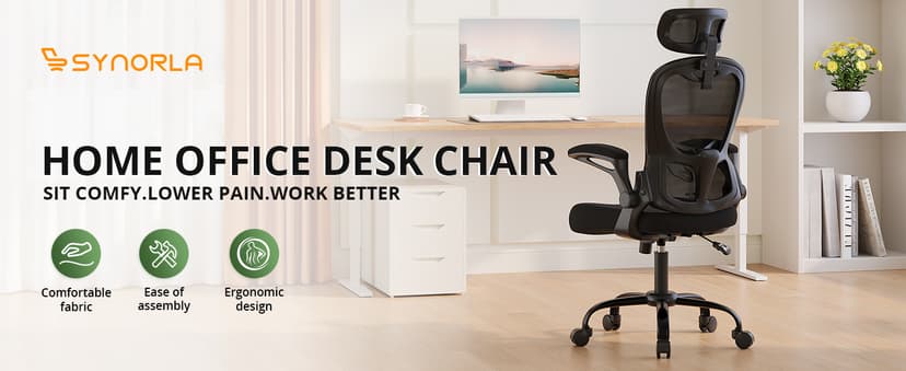 Office Chair Ergonomic Desk Chair, 330LBS Capacity, High Back Computer Chair with Lumbar Support, Flip-up Armrests Swivel Task Chairs for Long Hours Work