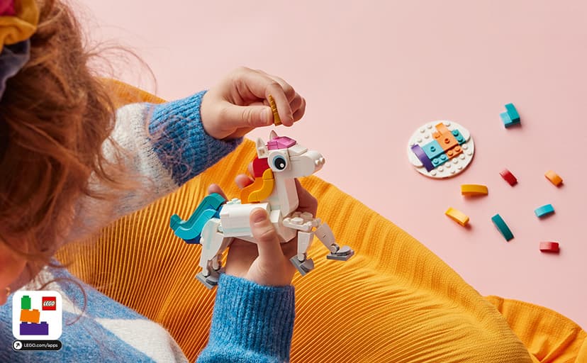 LEGO Creator 3 in 1 Magical Unicorn Toy, Transforms to Seahorse to Peacock, Rainbow Animal Figures, Unicorn Gift for Grandchildren, Girls and Boys, Buildable Toys, 31140 B0BLJ4SVWV