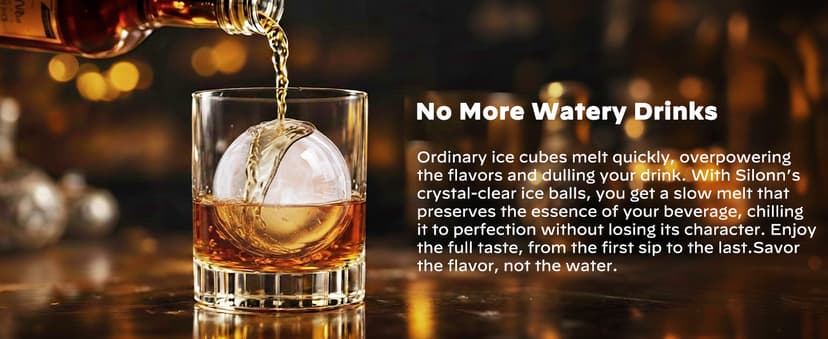 Silonn 2.4″ Sphere Ice Maker, Clear Ice Ball Maker with Slow-Melting, 3 pcs in 40 Mins, 100 pcs/Day, Crystal Sphere & Rapid Sphere Technology, Self-Cleaning Ice Maker Countertop Ideal for Whiskey
