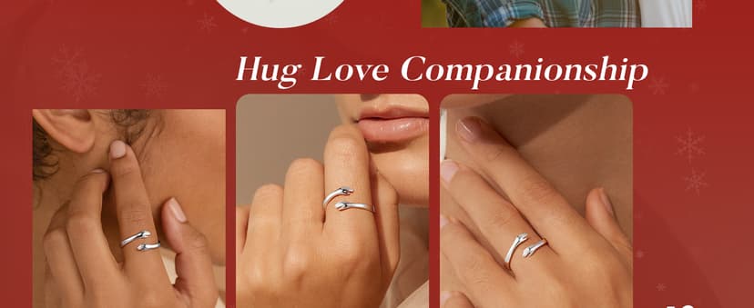 Yesteel S925 Sterling Silver Hug Ring for Women Teen Girls, Adjustable Ring Jewelry Mothers Day Birthday Gifts for Daughters Mom Sister Wife Friends Grandma