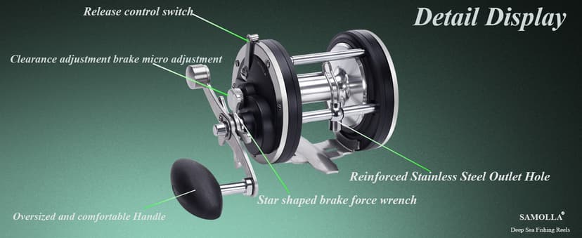 SAMOLLA Deep Sea Fishing Reels 44-66Lb Max Drag for Saltwater or Freshwater Ocean Conventional Reel Saltwater Fishing Reel for Tuna Sailfish Swordfish