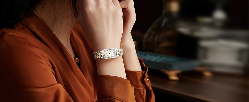 GAOFAN HOUR Gold Watches for Women with Vintage Rectangular Case,White Roman Dial,Stainless Steel Band,Adjustment Tool Included,Water Resistant