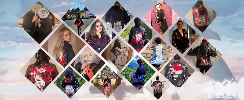 LAI MENG FIVE CATS Women's Floral Print Puff Sleeve Loose Blouse Japanese Kimono Cover up Casual Cute Tops