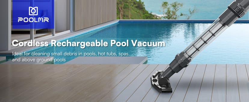 Handheld Spa Hot Tub Vacuum- Cordless Small Above Ground Pool Cleaner with 2 Brush Heads, 90 Mins Running Time, 12 Gallons/Min Powerful Suction, Ideal for Cleaning Debris and Sand Underwater, Black