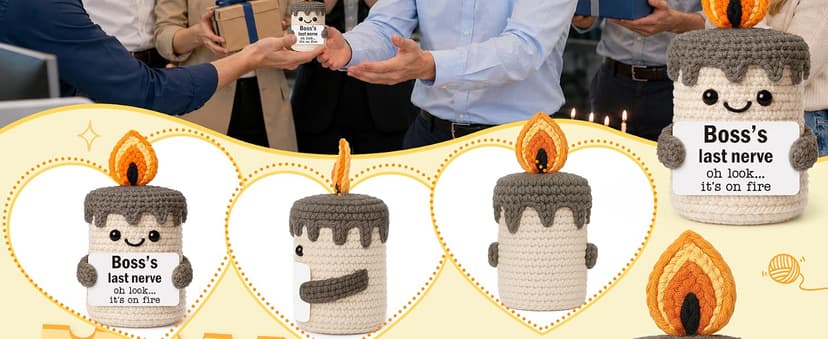 Boss Lady Female Male Gifts, Funny Birthday Christmas Leaving Gag Gift for Supervisor Manager, Handmade Crochet Candle Decor Funny Bosses Day Gifts for Women Man, Appreciation Gifts for Boss B0G2LZ6T1K