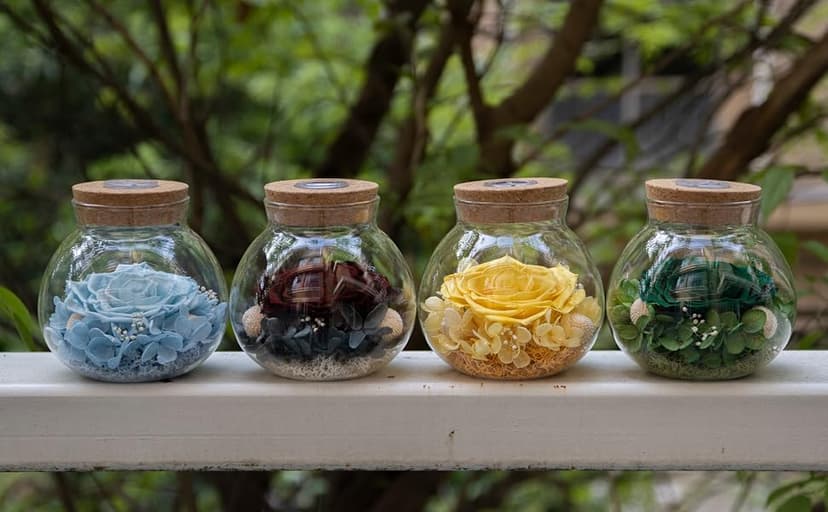 Preserved Real Roses with Colorful Mood Light Wishing Bottle, Eternal Rose,Never Withered Flowers, Table Decor,Christmas Anniversary Valentine's, Blue 4.3inch, 1pcs B07DT2GBT2