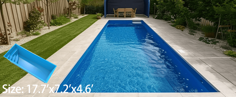 Fiberglass Pool Shells for Inground Pools | Fast Installation, Saltwater & Weather Resistant Rectangular 14ft x 7.4ft x 4.6ft