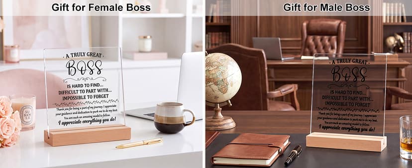 Gifts for Boss Female, Acrylic Plaque Decor Birthday Thank You Gifts for Women Men Office Decor Boss Gifts for Women, 5.5 x 5.9" Acrylic Plaque Gift for Boss Women Man B0H8B3XHLP