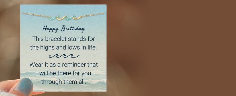 STORYJEWELLERY Birthday Gifts for Women, Gifts for Sister Mom Daughter and Friend, 30th 40th 50th 60th Birthday Gifts for Women, Wave Bracelet for Sister Mom and Daughter, Retirement Gift for Woman