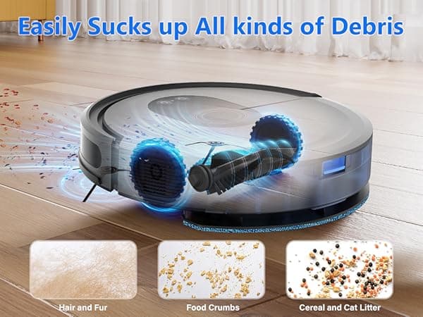 Tikom Robot Vacuum and Mop Combo, 5000Pa Robotic Vacuum Cleaner, 150 Min Max, App & Remote Control, Ideal for Hard Floor, Carpet, Pet Hair, Self-Charge(G8000 Max)