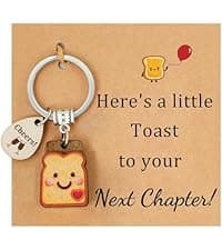 Next Chapter, New Home, Engagement, New Job, PBJ, 18 21 Birth, Loaf You, Thank You, Graduation Gifts, Couple, Friend, Retired PEALICIOUS Toast Keychain for Girls New Beginnings Congratulations Gifts B0FNQY48F8