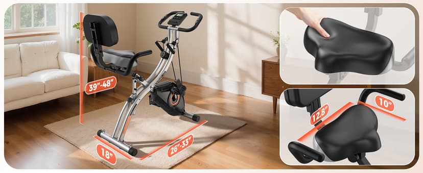 YOSUDA Folding Exercise Bike - Foldable Stationary Bike for Home Gym Workout