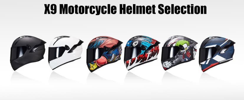 VCOROS Full Face Dual Visor Motorcycle Helmet for Adults Motorbike Street Bike Racing Helmets X9 DOT Approved with Black Visor
