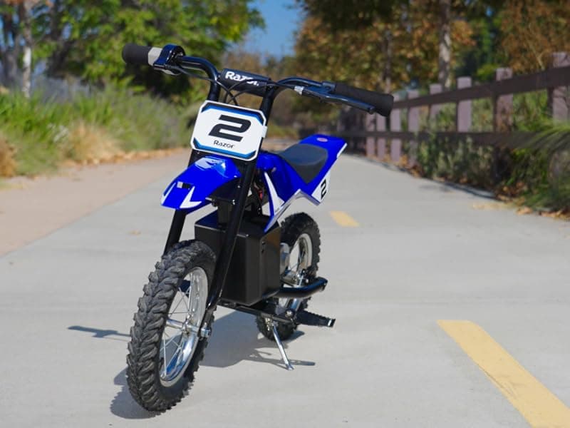 Razor MX125 Dirt Rocket Electric-Powered Bike with Authentic Motocross Geometry, Rear-Wheel Drive,100-watt, high-Torque, Chain-Driven Motor, for Kids 7+, Blue