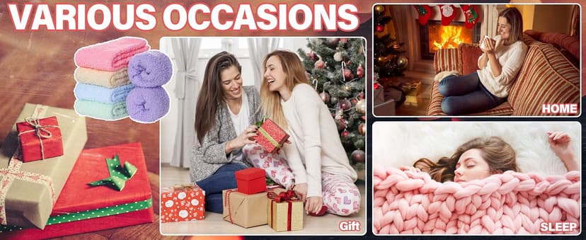 LINEMIN Womens Fuzzy Socks Cozy Fluffy Winter Warm Slipper Socks Microfiber Soft Home Sleeping Socks B09BN6Q93J