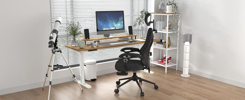 Ergonomic Office Chair with Footrest - Adjustable Lumbar Support & Headrest, 90-160° Reclining Mesh Back Computer Chair - Home Office/Gaming, 350lbs Capacity