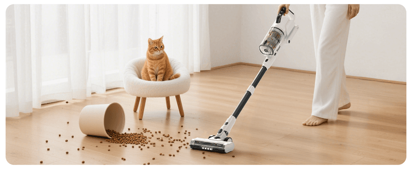 Cordless Vacuum Cleaner, 600W 50KPA 65Mins Runtime Fast Charging Vacuum Cleaner, Self-Standing LED Light Touch Screen Stick Vacuum for Home Light Weight,for Pet Hair/Carpet/Floor, White