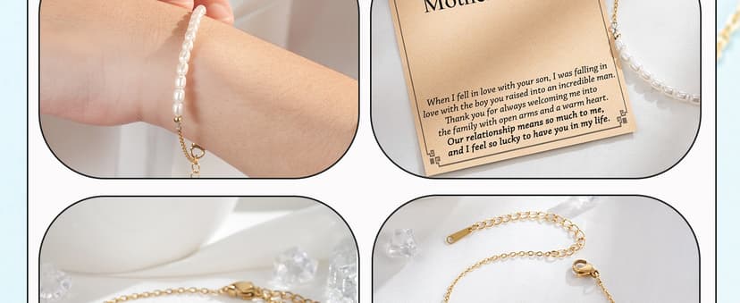 Birthday Christmas Mothers Day Wedding Day, Lobster Clasp, 6.5" + 2" Tarsus Artificial Pearl Bracelet, Gifts for Mom/Mother-in-Law/Bonus Mom B0CHDX2TSR