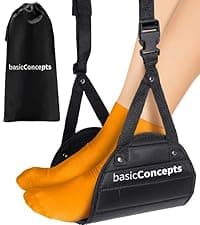 BASIC CONCEPTS Airplane Foot Hammock for Plane Travel Essentials - Airplane Travel Essentials, Long Flight Foot Rest - Plane Gadgets B07SK6ZFLM