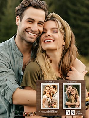 Then & Now Anniversary Picture Frame, 1-99 Years Wedding Gift Ideas - Anniversary Wood Photo Frame, Engagement Bridal Shower Gifts with Sentimental Quote - Holds 2 4x6 Inches Photos (Then & Now)