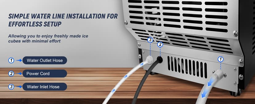 SOZT® Under Counter Ice Maker Machine, 100LBS/24H Stainless Steel Commercial Ice Machine, 20LBS Storage Capacity, Self-Cleaning Freestanding Ice Cube Maker for Home, Bar, Restaurant, Office