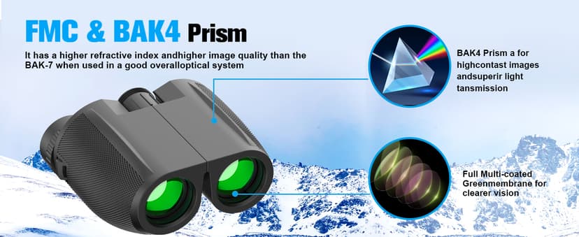 Binoculars 12x25 for Adults and Kids Compact Binocular Waterproof Binocular Wide Field of View for Bird Watching,Hiking,Hunting,Concert