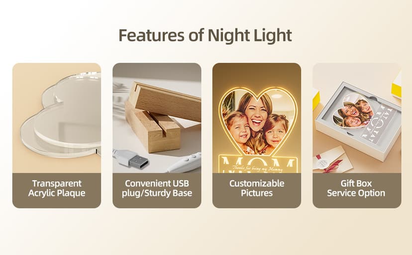 Bemaystar Dad Gifts with Picture- Custom Night Light with Photo Text, Father's Day Gifts from Daughter Son Wife, Gifts for Dad, Dad Gifts for Father Grandpa Papa for Fathers Day Birthday Christmas