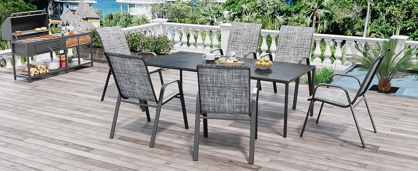 Patio Chairs Set of 6, Stackable Outdoor Dining Chairs for All Weather Textilene Fabric & Metal Frame, Outdoor Chairs Set for Backyard Deck Garden